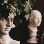 classic busts with plants
