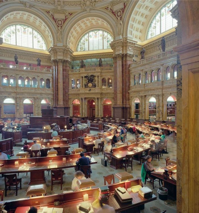 image from inside the Library of Congress' main  reading room